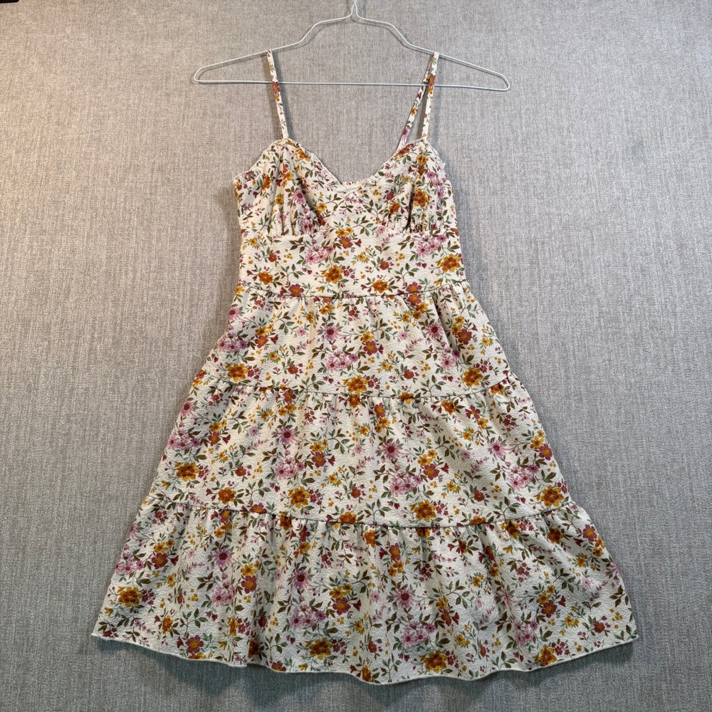 Floral Mini Dress XXS 00 Cottagecore Smocked Spaghetti Strap Boho Summer Skater